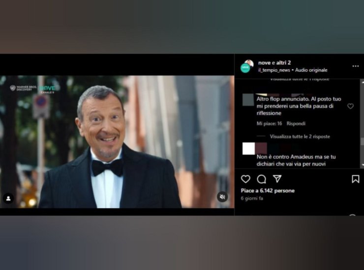 Commento Instagram su Amadeus