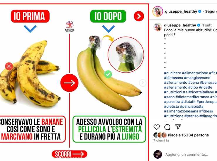 Bastata banane nere il trucco è semplice - iFood.it (Fonte foto Instagram @giuseppe_healthy)